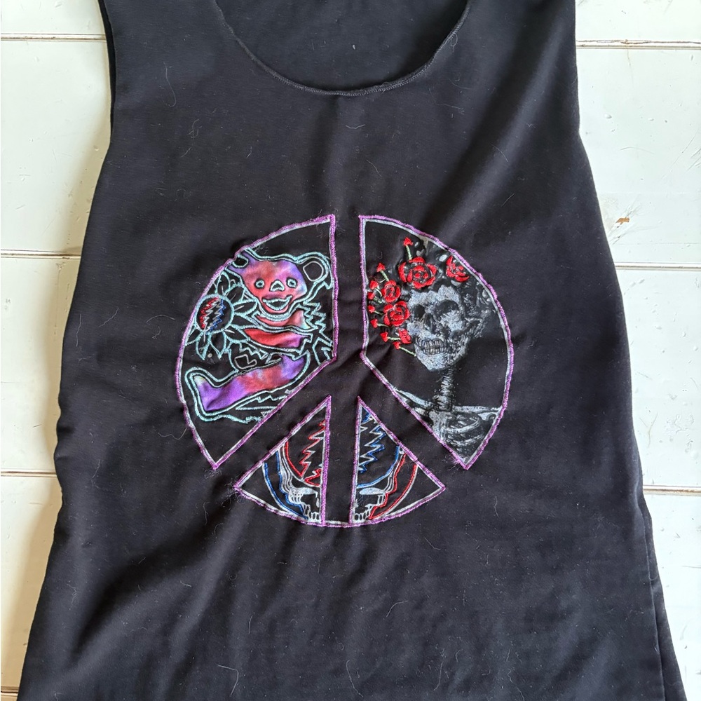 Grateful Dead Black Tank Top with Colorful Peace Sign